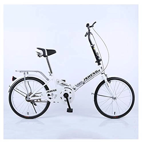 Folding Bike : Foldable Bike Unisex Adult Student Shopper Portable High-Carbon Steel Folding Bike Variable Speed Folding City Bicycle 20in, White, singlespeed