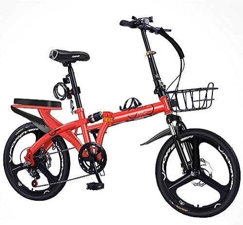 Folding Bike : Foldable Bikes, 7 Speed Drive Bikes, High Carbon Steel Frame, Folding Bike Front and Rear with Fenders City Bicycle for / Men / Women (A 16in)