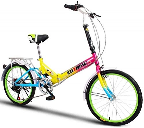 Folding Bike : Foldable Bikes Folding Bicycle Ultra Light Portable Mini Small Wheel Speed Shock Absorption (20 Inch / 16 Inch) (Color : 6, Size : 16in)