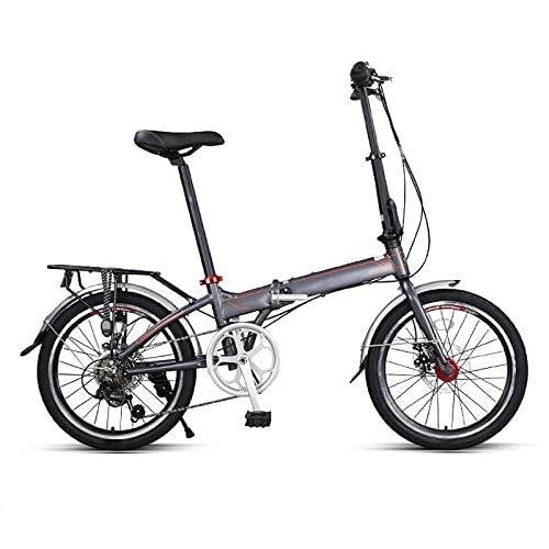 Folding Bike : Foldable Lightweight Bike -20-inch Foldable Bicycle with 7 Speed Shimano Gears City Bike with Disc Brake, Suitable for 145-185cm, F20 matte gray