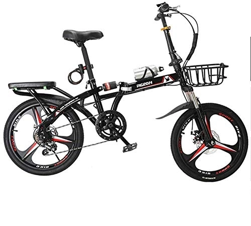 Folding Bike : Foldable Men And Women Folding Bike - Variable Speed Mountain Bike Adult Double Shock-Absorbing Cross-Country Speed Male And Female Students Fast Bicycle, Red, 20inches