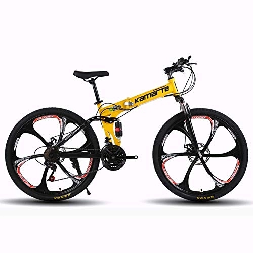 Folding Bike : Foldable Mountain Bicycle, 24"Foldable Portable Speed Double Disc Brakes for Mountain Biking 21 Speed High Carbon Steel Frame Double Disc Brakes Unisex Bicycle