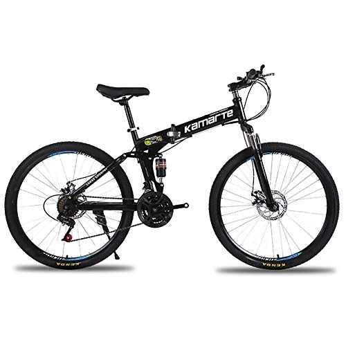 Folding Bike : Foldable Mountain Bike 24 / 26 Inches, MTB Bicycle With 6 Cutter Wheel, Men's Mountain Bikes, Folding MTB Bike Not-slip Bike For Adults Teens Black 26", 27 Speed