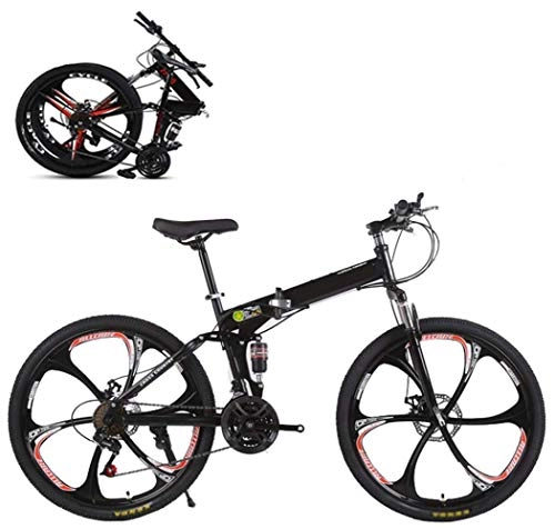 Folding Bike : Foldable Mountain Bike 26 Inches, Bicycle Mountain Bike for Adults 21 Speed Shifter Accelerator with 6 Cutter Wheel