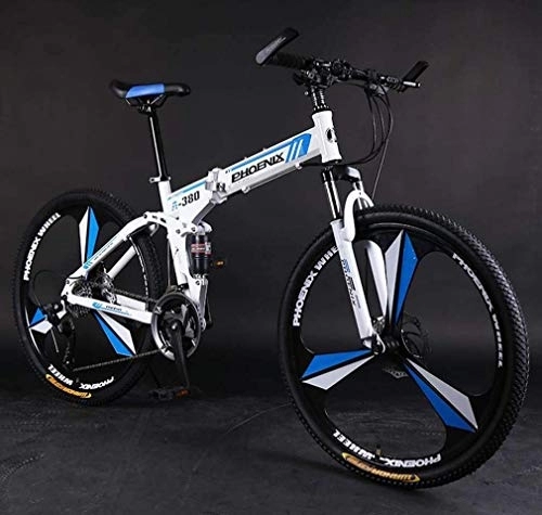 Folding Bike : Foldable Mountain Bike, Double Disc Brake Adult Bikes, Beach Snowmobile Bicycle, Upgrade High-Carbon Steel Frame, 26 Inch Wheels