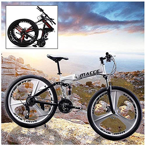 Folding Bike : Foldable Mountain Bike MTB Bicycle 26 Inches 21 Speed Steel Frame Dual Disc Brake Folding Road Bike, for Man, Woman, City, Aerobic Exercise, Endurance