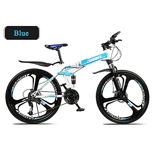 Folding Bike : Foldable Mountain Bike, Mtb Bicycle 26 Inches, Double Shock-absorbing Disc Brake Safe And Fast Boys And Girls Bicycle, Best Gifts, Blue, 30 Speed