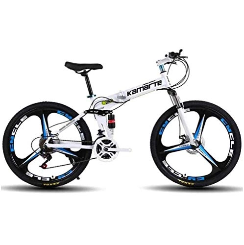 Folding Bike : Foldable MountainBike, MTB Bicycle With 3 Cutter Wheel, 8 Seconds Fast Folding Mens Women Adult All Terrain Mountain Bike, Maximum Load 180kg, 004 21stage Shift, 24 inches
