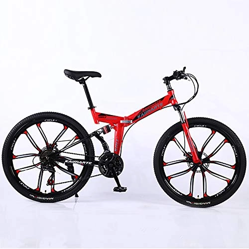 Folding Bike : Foldable MountainBike, MTB Bicycle With 3 Cutter Wheel, 8 Seconds Fast Folding Mens Women Adult All Terrain Mountain Bike, Maximum Load 180kg, 007 24stage Shift, 24 inches