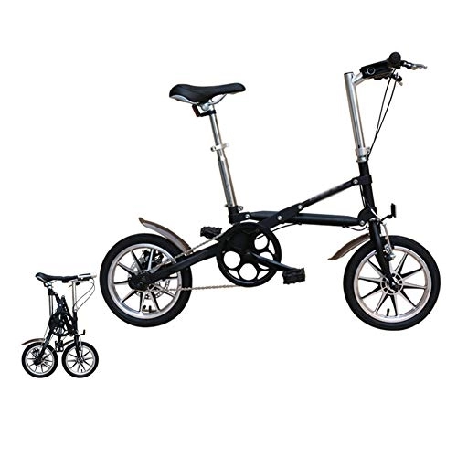Folding Bike : Folding Adult Bicycle, 14-Inch Labor-Saving Shock-Absorbing Commuter Bicycle Speed Quick Folding Adjustable Double Disc Brake