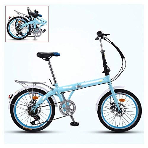 Folding Bike : Folding Adult Bicycle, 16-inch Ultra-light Portable Bicycle, 3-step Folding, 7-speed Adjustable, Front and Rear Double Disc Brakes, 4 Colors