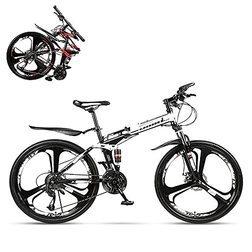 Folding Bike : Folding Adult Bicycle, 24 Inch Variable Speed Shock Absorption Off-Road Racing, with Front Shock Lock, Multi-Color Optional, Suitable Compatible with Height 150-170cm ( Color : Black , Size : 21 )