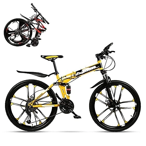 Folding Bike : Folding Adult Bicycle 26-Inch Hydraulic Shock Off-Road Racing Lockable U-Shaped Fork Double Shock Absorption 21 / 24 / 27 / 30 Speed, Safe And Comfort