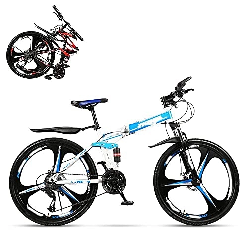 Folding Bike : Folding Adult Bicycle, 26 Inch Variable Speed Mountain Bike, Double Shock Absorber for Men and Women, Dual Discbrakes, 21 / 24 / 27 / 30 Speed Optional