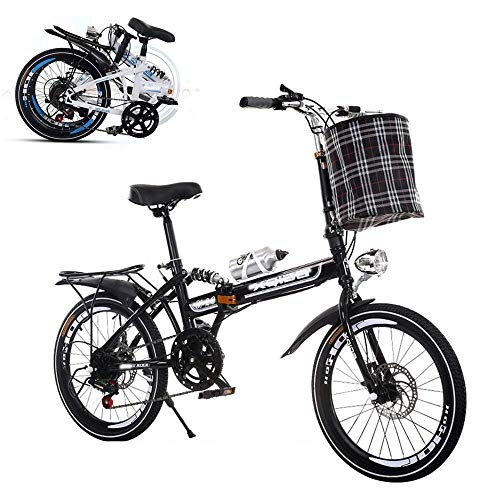Folding Bike : Folding Adult Bicycle, 26-inch Variable Speed Portable Bicycle Shock Absorption Damping Front and Rear Double Discbrakes Reinforced Frame Anti-Skid Tires