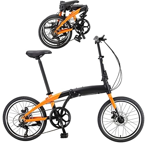 Folding Bike : Folding Adult Bicycles Foldable Bike Lightweight Portable Folding Bicycle for Women City Bicycle for Work School Adult Beach Bike, Yellow, 20inch