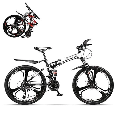 Folding Bike : Folding Adult Bike, 26-inch Variable Speed Double Shock Absorption Off-Road Racing, with Front Shock Lock, 4 Colors, Suitable for Height 165-185cm