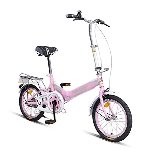 Folding Bike : Folding Bicycle 16 Inch Bike Adult Bicycles Children's Bikes Portable Student Bicycle (Color : Pink, Size : 16 inches)