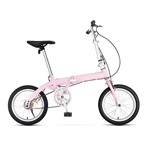 Folding Bike : Folding Bicycle, 16-inch Single-speed High-carbon Steel Frame Adjustable Lightweight City Commuter Bike, Suitable For Adults, Teenagers, Ladies, Students