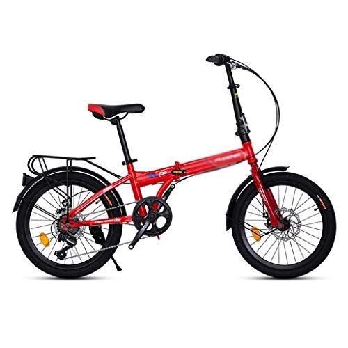Folding Bike : Folding Bicycle 20 Inch Adult Bicycles Variable Speed Bike Off-road Adult Bikes 7 Speeds (Color : Red, Size : 20 inches)