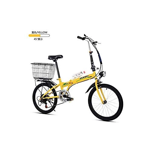 Folding Bike : Folding Bicycle 20 Inch Adult Folding Bicycle Ultra Light Speed Portable Bicycle To Work School Commute Fast Folding Bicycle (Color : YELLOW, 155 * 30 * 94CM) Bicicletas de carretera