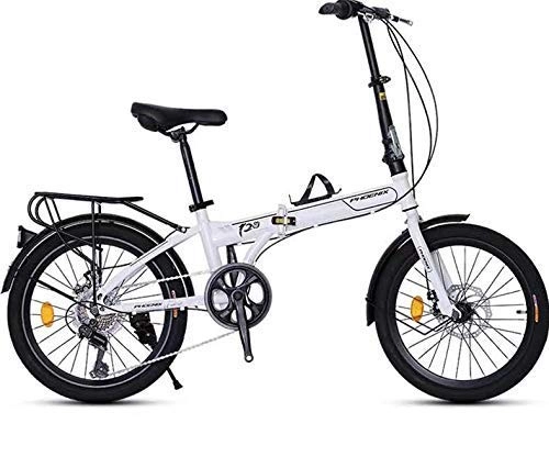 Folding Bike : Folding bicycle 20 inch adult men's and women's ultralight portable single speed small wheel type off-road adult bicycle (Color : WHITE, Size : 150 * 30 * 100CM)