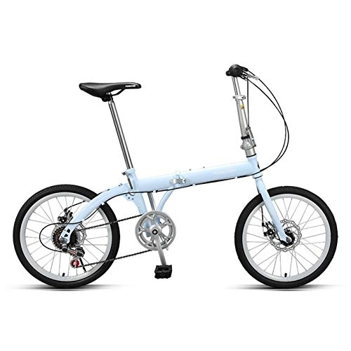 Folding Bike : Folding Bicycle, 20 Inch Bikes for Adults, Women'S Light Work Adult Adult Ultra Light Variable Speed Portable Adult Small Student Male Bicycle Folding Carrier Bicycle Bike (Color : Blue, Size : 20in)