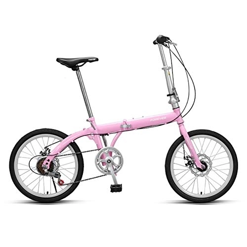Folding Bike : Folding Bicycle, 20 Inch Bikes for Adults, Women'S Light Work Adult Adult Ultra Light Variable Speed Portable Adult Small Student Male Bicycle Folding Carrier Bicycle Bike (Color : Pink, Size : 20in)