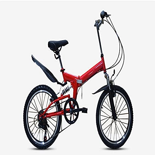 Folding Bike : Folding Bicycle 20-inch City Folding Bicycle City, Portable Folding Bicycle, Suitable For Students And Adults. (Color : Red)