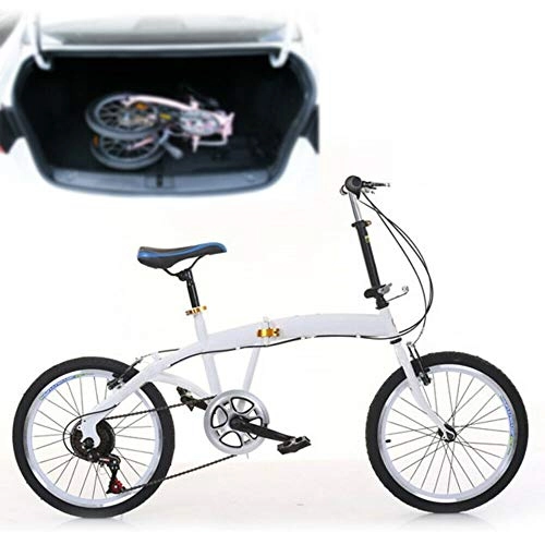 Folding Bike : Folding Bicycle - 20 Inch City Folding BikePortable Bicycle Folding Carrier Bicycle Bike7 Speed Bike Double V Brake for Man, Woman, Child One Size Fits All