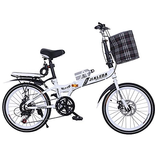 Folding Bike : Folding Bicycle, 20-Inch Disc Brake Type Mini Mountain Super Light Variable Speed Shock-Absorbing Bicycle, Suitable for Adult Students, Blue
