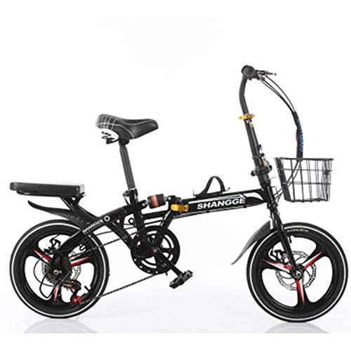 Folding Bike : Folding Bicycle 20-Inch Speed Change Three-Knife Disc Brake for Adult Men and Women Ultra-Light Students Portable Small Bicycle-Black
