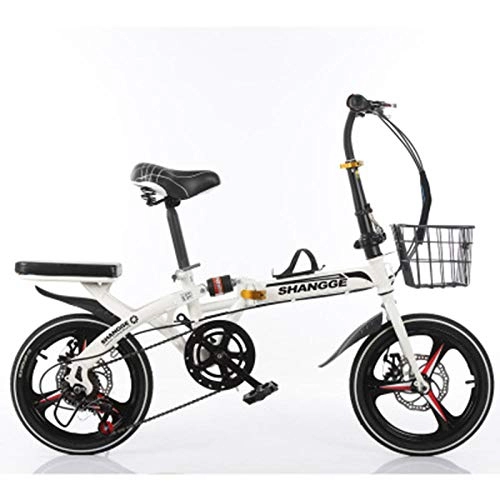 Folding Bike : Folding Bicycle 20-Inch Speed Change Three-Knife Disc Brake for Adult Men and Women Ultra-Light Students Portable Small Bicycle-White