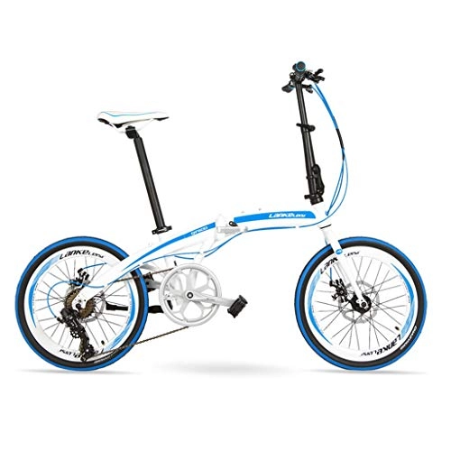 Folding Bike : Folding Bicycle 20 Inch Ultra Light Aluminum Alloy Bike Small Portable Bicycles Variable Speed Bike 7 Speed (Color : White, Size : 20 inches)