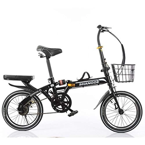 Folding Bike : Folding Bicycle 20-Inch Variable Speed Grid Disc Brake Adult Ultra-Light Students Portable Small Bicycle-Black
