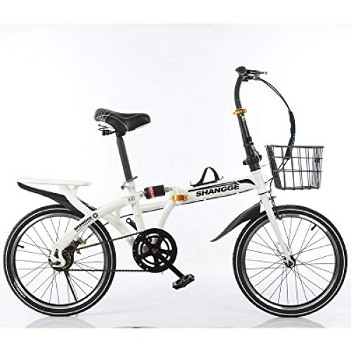 Folding Bike : Folding Bicycle 20-Inch Variable Speed Grid Disc Brake Adult Ultra-Light Students Portable Small Bicycle-White