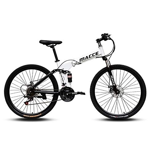 Folding Bike : Folding Bicycle 24 / 26 Inch, Double Disc Brake, Ultra Light Speed Portable Bicycle To Work School Commute Fast Folding Bicycle White 24", 24 Speed