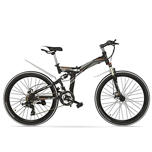 Folding Bike : Folding bicycle 24 / 26 inch mountain bike can lock shock speed bike ( Color : Black gray , Size : 26 inches )