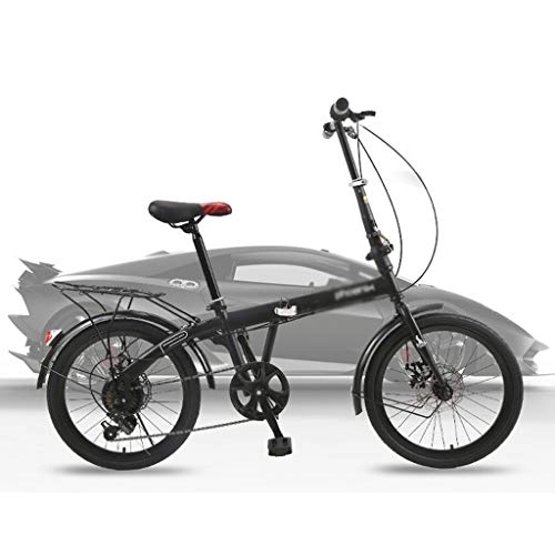 Folding Bike : Folding Bicycle Adult 20 Inch Bike Student Speed Bicycles Lightweight Student Bicycle (Color : Black, Size : 20inches)