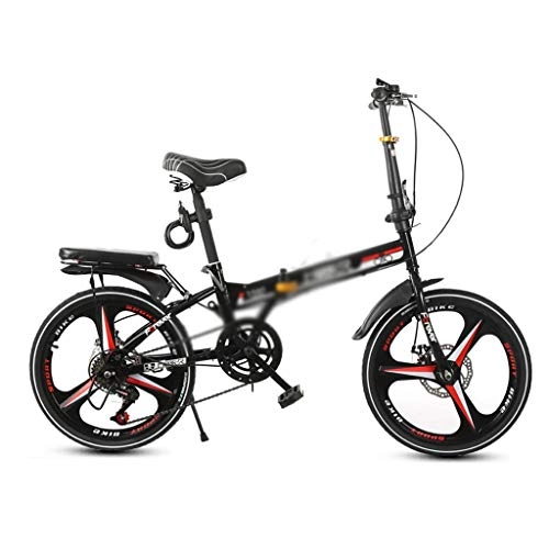 Folding Bike : Folding Bicycle Adult 20 Inch Bikes Ultralight Portable Bicycles Variable Speed Bike (Color : Black, Size : 20 inches)
