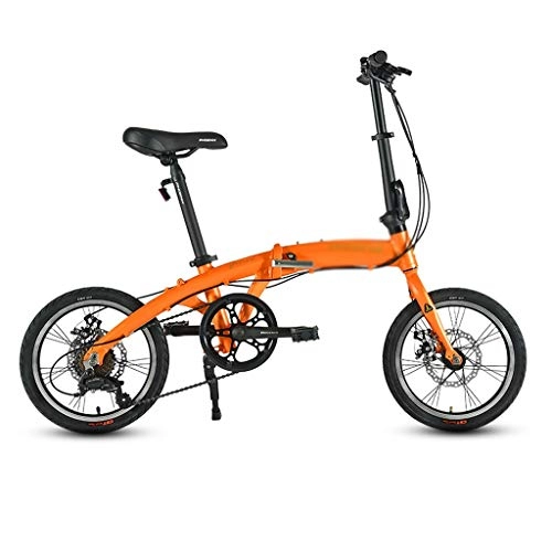 Folding Bike : Folding Bicycle Adult Bike 16 Inch Student Bicycles Ultra-lightweight Aluminum Alloy Bikes Variable Speed Bicycle 7 Speed (Color : Orange, Size : 16 inches)