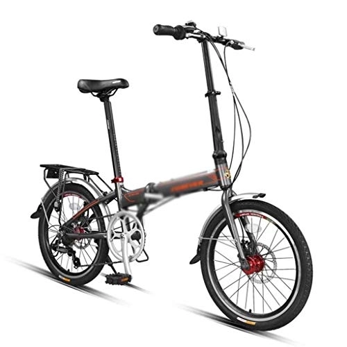 Folding Bike : Folding Bicycle Adult Bike 20 Inch Bicycles Portable Aluminum Alloy Variable Speed Bikes 7 Speed (Color : Black, Size : 20inches)