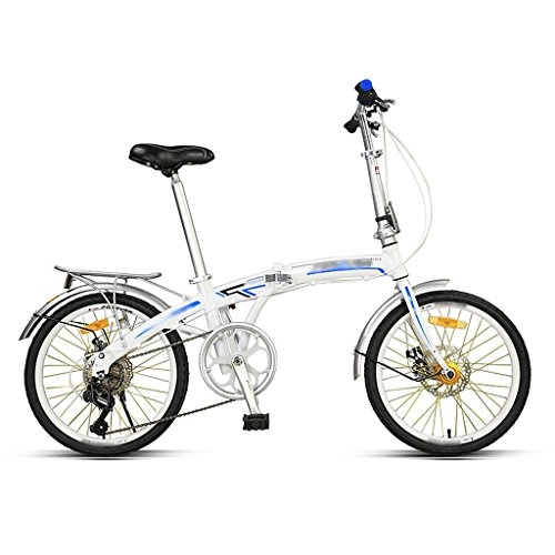 Folding Bike : Folding bicycle adult student light carrying mini 7 variable speed 20 inch bike ( Color : White )
