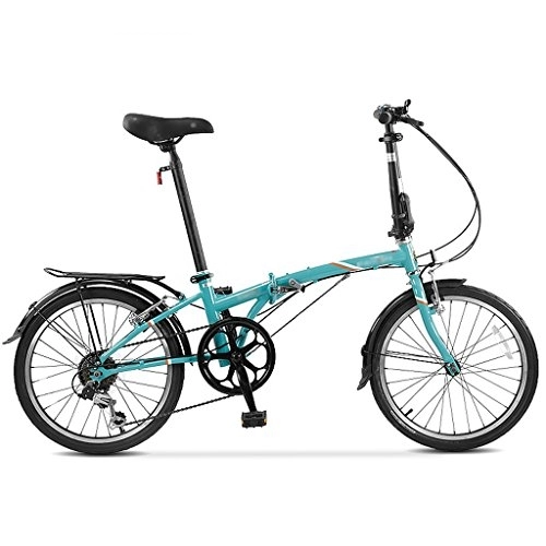 Folding Bike : Folding bicycle adult student lightweight mini 7 variable speed 20 inch bike ( Color : Green )