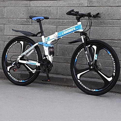 Folding Bike : Folding Bicycle Bike 24 Inches Anti-Slip Wheels Dual Disc Brake Bicycle Thickened High Carbon Steel Frame Unisex Commuter City Caravan Bike 5-25