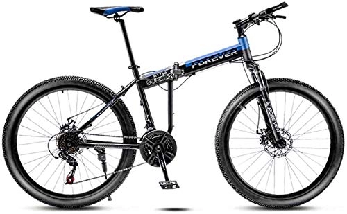 Folding Bike : Folding Bicycle Bike for Men Women, 21 Speed High Carbon Steel Frame Bicycle, Fully Suspention, Double Disc Brake, Adult Off-Road Bicycle Bike 6-6, D, 24 INCH