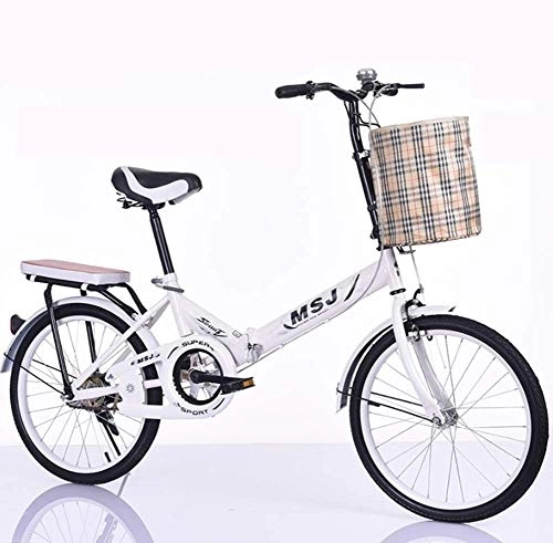 Folding Bike : Folding Bicycle Children Big Children Adult Male And Female Students Bicycle Safe And Sensitive Braking Carbon Steel Frame Load 70Kg As A Birthday Present 20", White (Color : White)