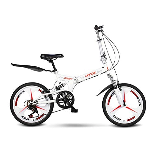 Folding Bike : Folding Bicycle for Adult Mountain Bike 20 Inch Portable Bicycle Shock-absorbing Male And Female Students Bicycle City Bicycle Road Bike ( Size : One machine wheel white )