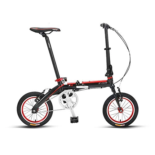 Folding Bike : Folding Bicycle for Ladies And Men 14" Lightweight Alloy Adult Folding Mountain Bike Bicycle, Ultra Light Speed Portable Bicycle To Work School Commute, Black