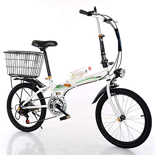 Folding Bike : Folding Bicycle for Ladies And Men 20" Lightweight Alloy Folding City Bike Bicycle, Ultra Light Speed Portable Bicycle To Work School Commute, White